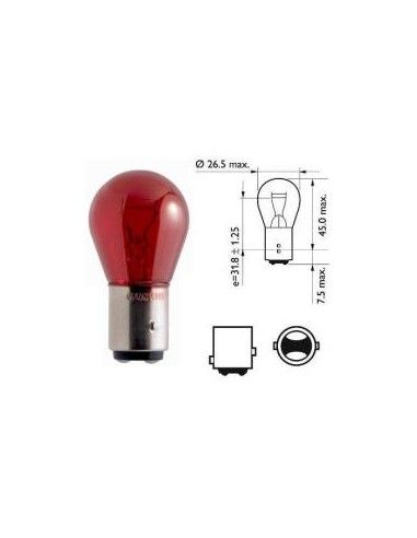 LAMPARA PILOTO 12V 21/5W ROJA 2 UNIDADES