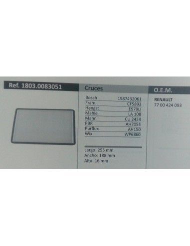 FILTRO DE HABITACULO RENAULT MEGANE I...