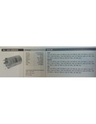 FILTRO DE COMBUSTIBLE SEAT...