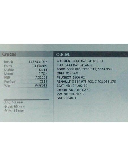 FILTRO COMBUSTIBLE CX/DUCATO/204/304/305/504/505//604/J5/J7/J9/CLIO I/EXPRESS/MASTER/SUPERCINCO/TRAFIC/124/HORIZON