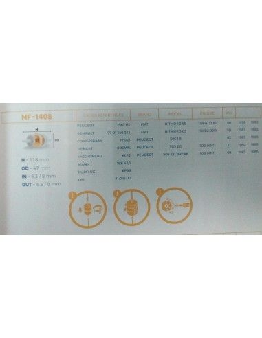 FILTRO COMBUSTIBLE MILLARD UNIVERSAL...