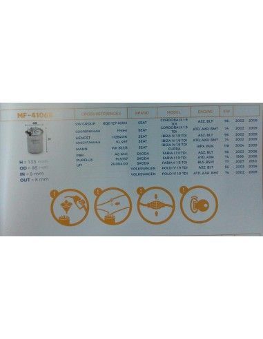 FILTRO DE COMBUSTIBLE SEAT CORDOBA...
