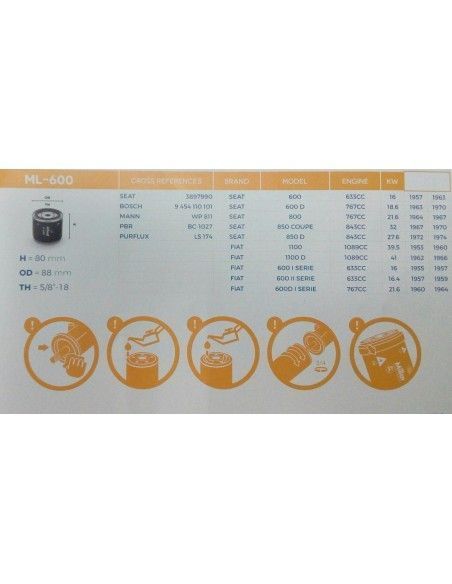 FILTRO DE ACEITE SEAT 600/850