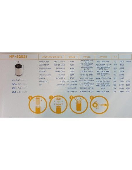 FILTRO DE COMBUSTIBLE AUDI A3/SEAT/SKODA OCTAVIA II/VOLKSWAGEN