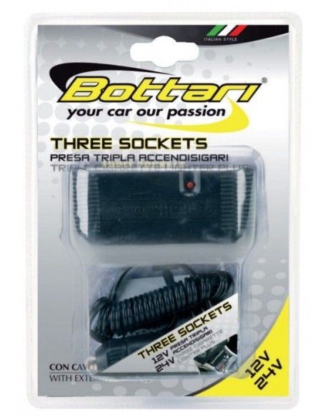 TRIPLE TOMA DE ENCENDEDOR 12V CON CABLE BOTTARI