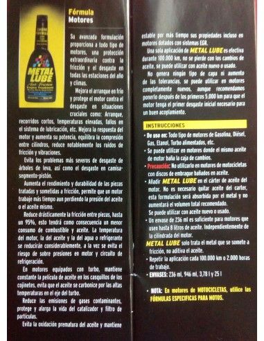TRATAMIENTO ANTIFRICCION METALLUBE 60...