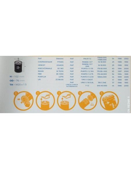 FILTRO DE ACEITE FIAT/CITROEN JUMPY/LANCIA/ALFA ROMEO 6