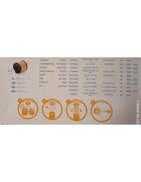 FILTRO DE COMBUSTIBLE BERLINGO I/C5/JUMPY I/XANTIA/XSARA/XSARA PICASSO/SCUDO/ULYSSE/206/306/307/GRANDVITARA/VITARA