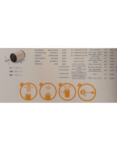 FILTRO DE COMBUSTIBLE AUDI A3 8P/SEAT...
