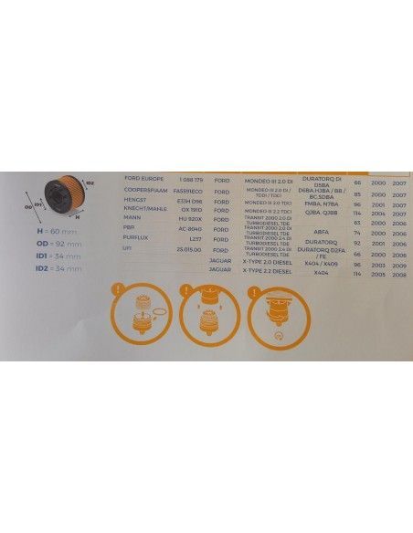 FILTRO DE ACEITE FORD MONDEO/TRANSIT/JAGUAR X-TYPE