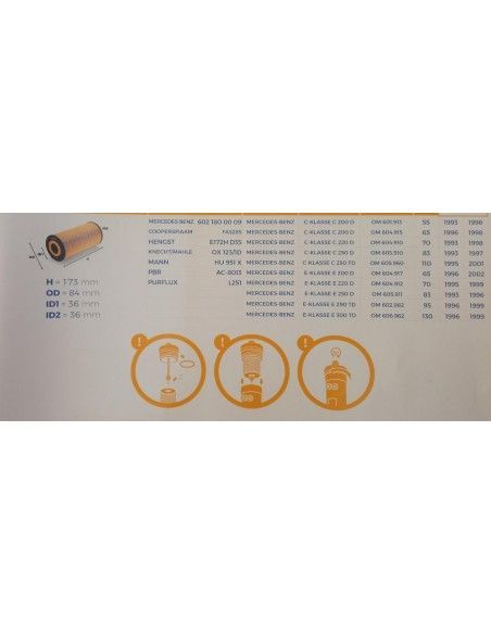 FILTRO DE ACEITE MERCEDES W202/W124/W210/VITO/SSANGYONG MUSSO/REXTON