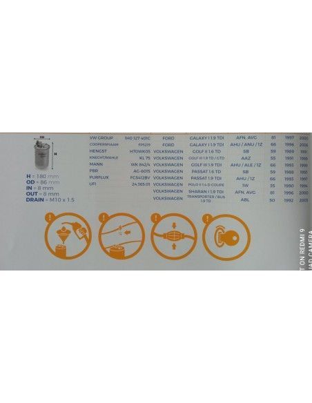 FILTRO DE COMBUSTIBLE SEAT CORDOBA/IBIZA/TOLEDO/VW GOLF/PASSAT/POLO
