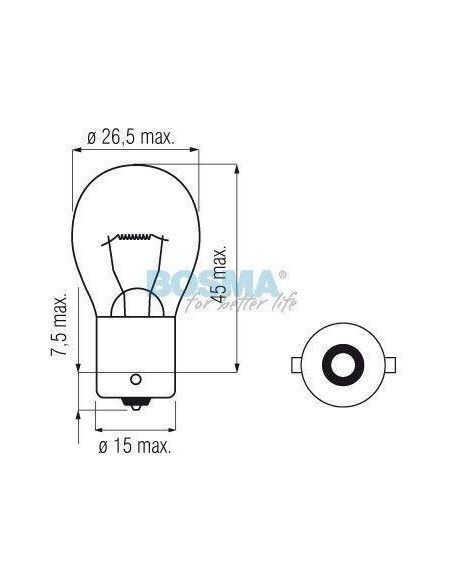 LAMPARA P21W 12V 21W AMBAR CENTRADA