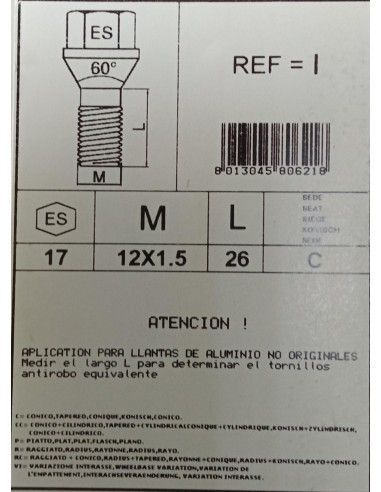 TORNILLOS ANTIRROBO DE RUEDAS I PARA...