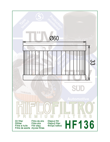 FILTRO DE ACEITE HIFLOFILTRO PARA BETA/SUZUKI