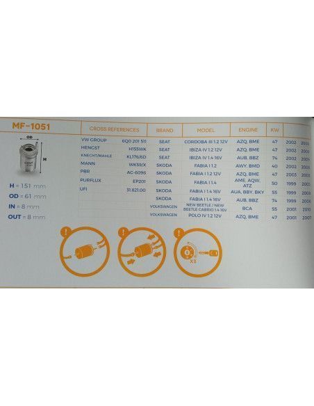 FILTRO DE COMBUSTIBLE AUDI A2/A3/SEAT/SKODA/VOLKSWAGEN (GASOLINA)
