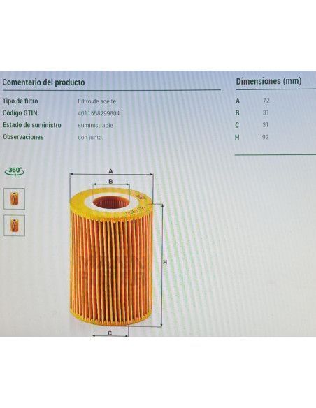 FILTRO DE ACEITE OPEL ASTRA H/J/CORSA D/MERIVA/MOKKA/ZAFIRA B/CHEVROLET CRUZE/TRAX