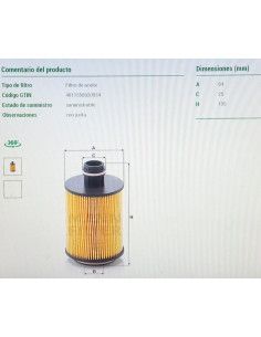 FILTRO DE ACEITE OPEL ASTRA...