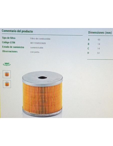 FILTRO DE COMBUSTIBLE CITROEN CX/FIAT DUCATO/PEUGEOT/RENAULT/SEAT 124/TALBOT