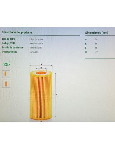 FILTRO DE ACEITE FORD/VOLVO