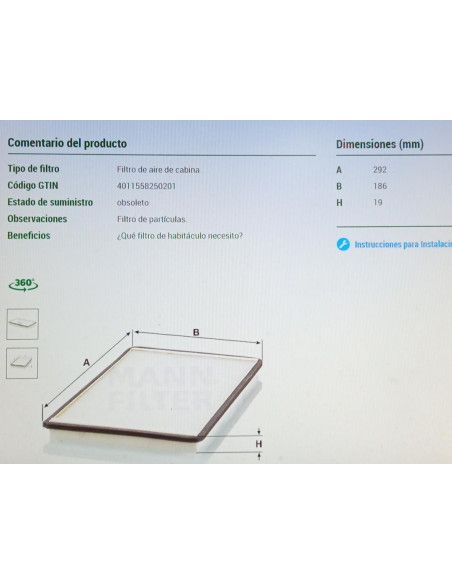FILTRO DE HABITACULO RENAULT MEGANE I -98