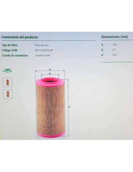FILTRO DE AIRE CITROEN JUMPER/FIAT DUCATO/OPEL MOVANO/PEUGEOT BOXER