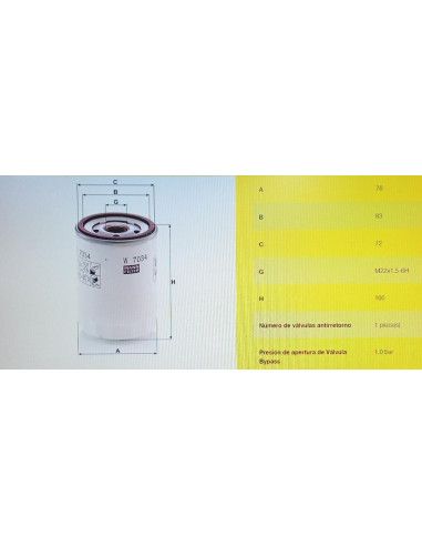 FILTRO DE ACEITE FORD TOURNEO...
