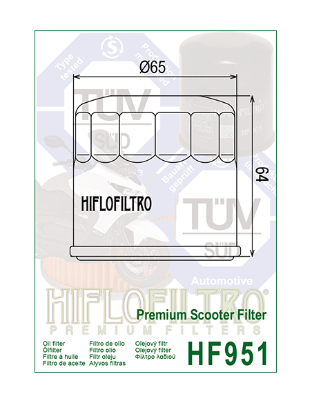FILTRO DE ACEITE HIFLOFILTRO HONDA FORZA/SH300/SILVER WING/YAMAHA TMAX