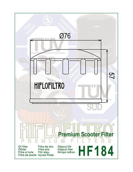 FILTRO DE ACEITE HIFLOFILTRO APRILIA/GILERA/PEUGEOT/PIAGGIO