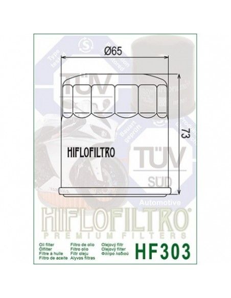 FILTRO DE ACEITE HIFLOFILTRO HONDA/KAWASAKI/YAMAHA/POLARIS